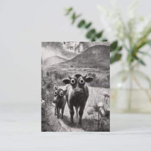 Zwart-wit Koeien met brede ogen Briefkaart (Staand voorkant)