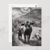 Zwart-wit Koeien met brede ogen Briefkaart (Voorkant / Achterkant)