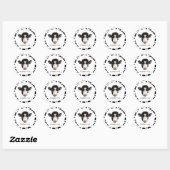 Zwart-wit koeiengezicht ronde sticker (Vel)