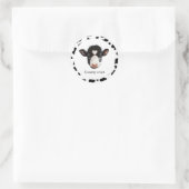 Zwart-wit koeiengezicht ronde sticker (Tas)