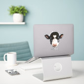 Zwart-wit koeiengezicht sticker (Laptop op bureau)