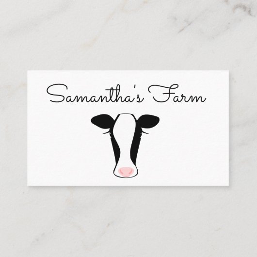 Zwart wit koeienhoofd visitekaartje (Achterkant)