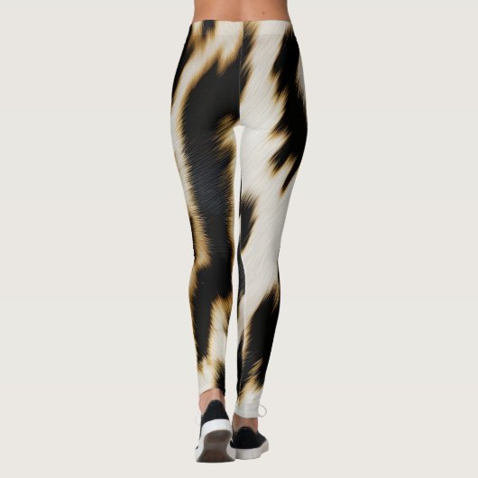 Zwart Wit Koeienhuid Leggings (Achterkant)