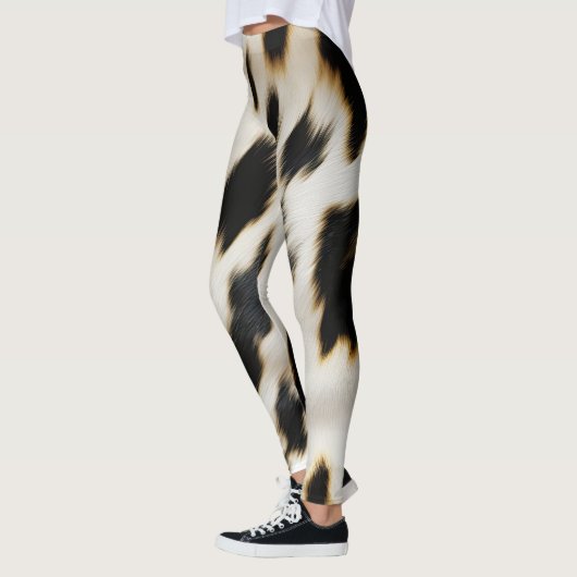 Zwart Wit Koeienhuid Leggings (Links)