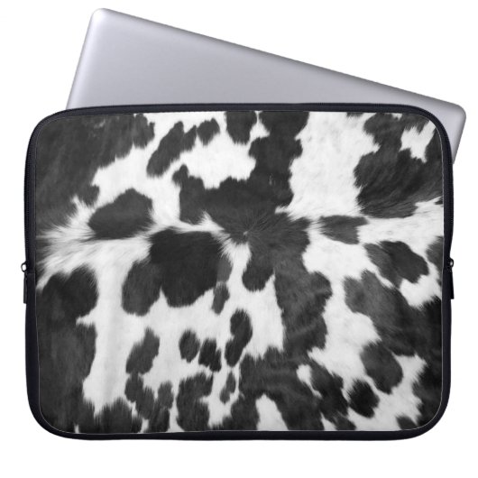 Zwart-wit Koeienhuid Western land Laptop Sleeve (Voorkant)
