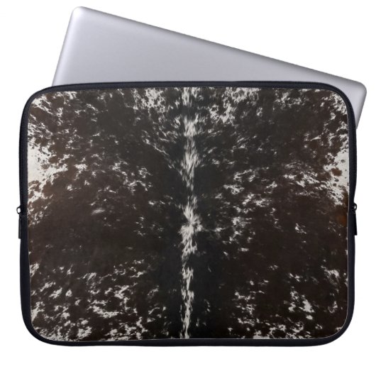 Zwart-wit Koeienhuid Western land Laptop Sleeve (Voorkant)