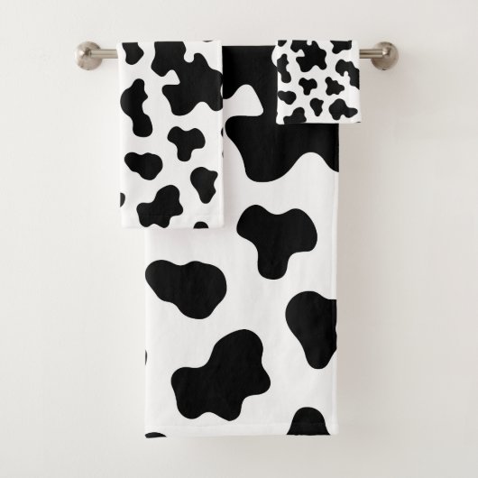 Zwart & Wit Koeienhuidprint Bad Handdoek (Insitu)