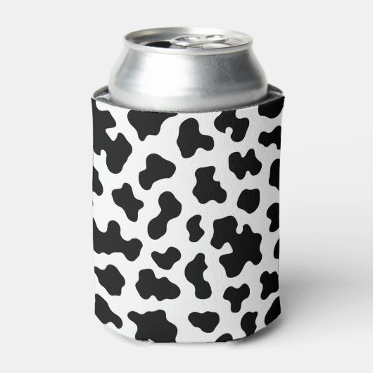 Zwart & Wit Koeienhuidprint Blikjeskoeler (Blikje Voorkant)