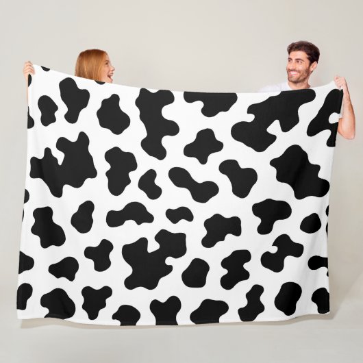 Zwart & Wit Koeienhuidprint Fleece Deken (In situ)