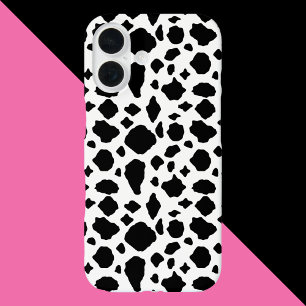 Zwart-wit koeienpatroon iPhone 16 hoesje
