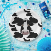 Zwart-wit koeienpatroon papieren bordje (Feest)