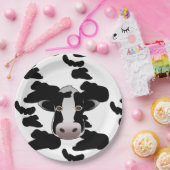 Zwart-wit koeienpatroon papieren bordje (Feest)