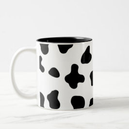 Zwart-wit koeienpatroon tweekleurige koffiemok
