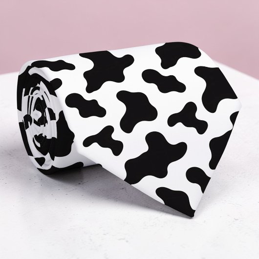 Zwart-wit koeienprint aangepaste stropdas