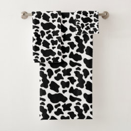 Zwart-wit koeienprint bad handdoek