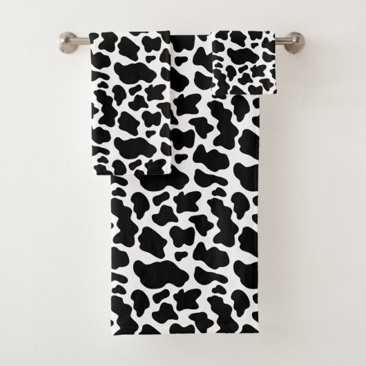 Zwart-wit koeienprint bad handdoek (Insitu)