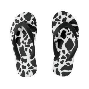 Zwart-wit koeienprint kinder teenslippers