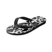 Zwart-wit koeienprint kinder teenslippers (Schuin)