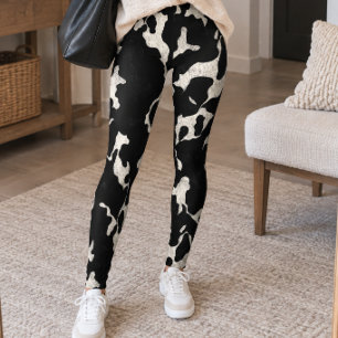 Zwart-wit koeienprint leggings