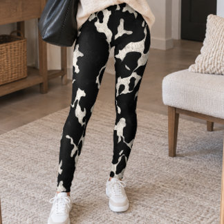 Zwart-wit koeienprint leggings