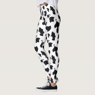 Zwart-wit koeienprint leggings