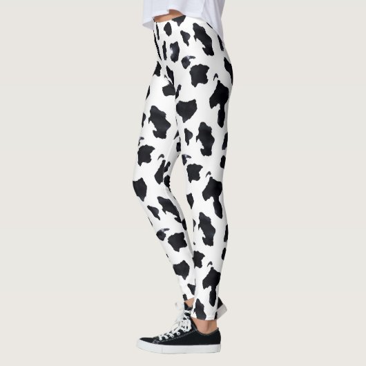 Zwart-wit koeienprint leggings (Links)