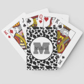 Zwart-wit koeienprint Monogram Pokerkaarten (Achterkant)