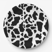 Zwart-wit koeienprint papieren bordje (Voorkant)