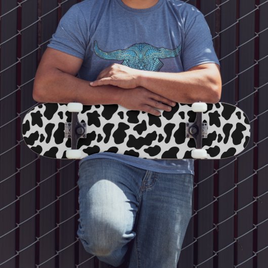 Zwart-wit koeienprint persoonlijk skateboard (Buiten 3)
