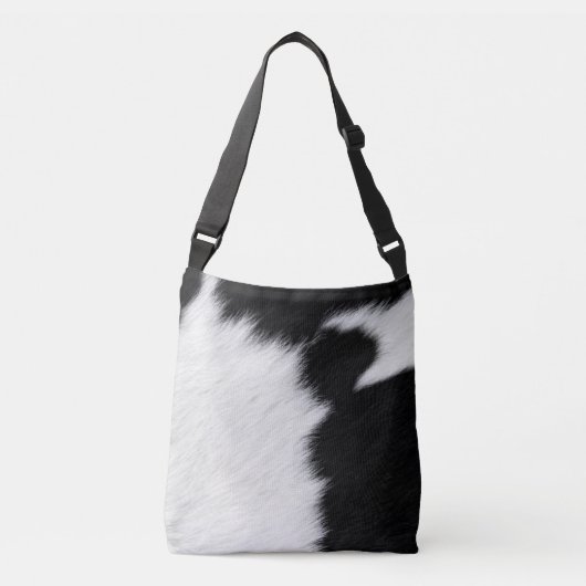 Zwart-wit koeienprint schoudertasje crossbody tas (Voorkant)