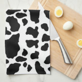 Zwart-wit koeienprint theedoek (Quarter Fold)