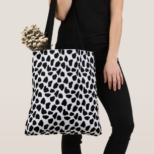 Zwart-wit koeienprint tote bag
