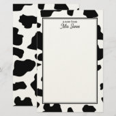 Zwart-wit koeienprintpatroon Persoonlijk Briefpapier (Voorkant / Achterkant)