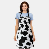 Zwart-wit koeienvel schort (Gedragen)