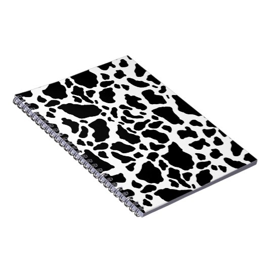 Zwart-wit koeienvlekken dierprintpatroon notitieboek (Rechterzijde)
