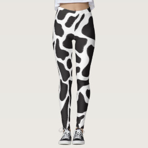 Zwart-wit koeienvlekkenpatroon leggings
