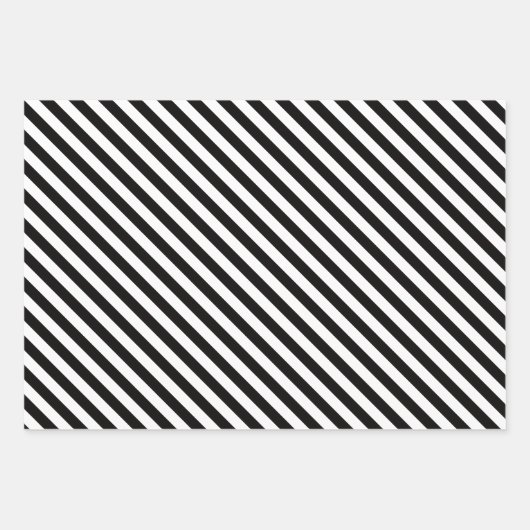 Zwart-wit koel gestreept inpakpapier vel (Voorkant 3)