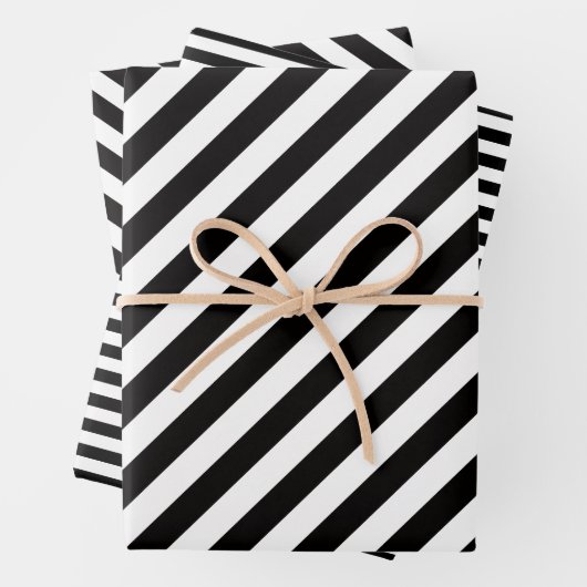 Zwart-wit koel gestreept inpakpapier vel (In situ)