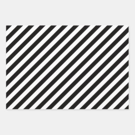 Zwart-wit koel gestreept inpakpapier vel