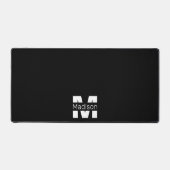 Zwart wit koel modern minimaal ontwerp Monogram Bureaumat (Voorkant)
