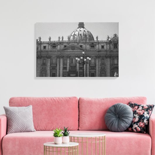 Zwart Wit Koepel van St Peters Rome Verpakt Canvas (Insitu (Woonkamer))