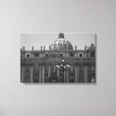 Zwart Wit Koepel van St Peters Rome Verpakt Canvas (Voorkant)