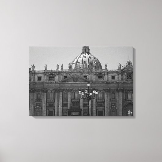 Zwart Wit Koepel van St Peters Rome Verpakt Canvas (Voorkant)