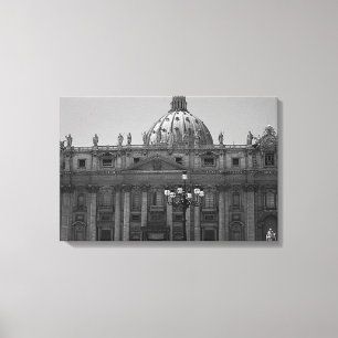 Zwart Wit Koepel van St Peters Rome Verpakt Canvas Afdruk