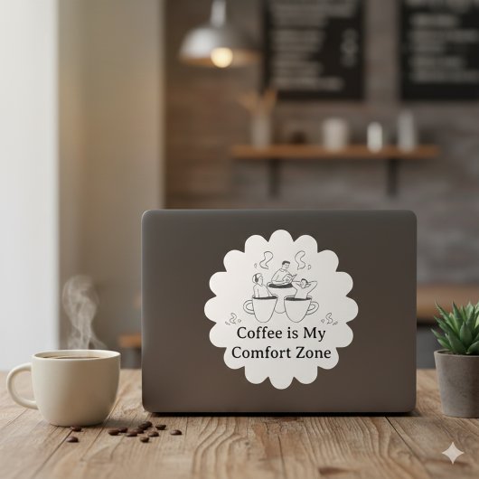 Zwart-wit koffie comfortzone sticker