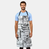 Zwart-wit Koffieontwerp voor Typografie Schort (Gedragen)