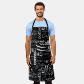 Zwart-wit Koffieontwerp voor Typografie Schort (Gedragen)