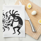 Zwart-wit Kokopelli Zuidwest Tribal Sun Theedoek (Quarter Fold)