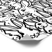 Zwart-wit konijn Bunny Drawings Modern Pattern Poster (Hoek)