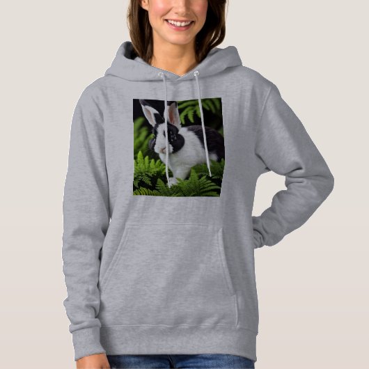 Zwart-Wit Konijn Hoodie (Voorkant)